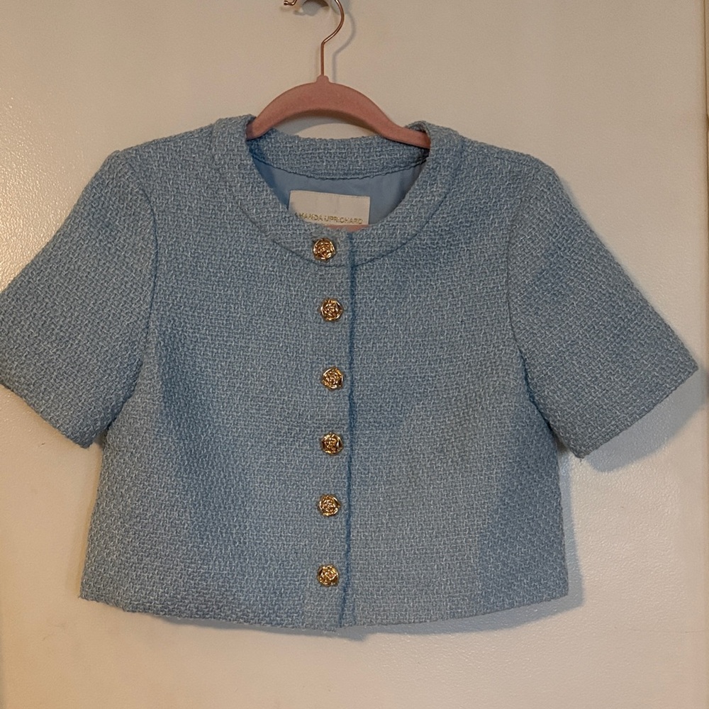Amanda Uprichard Blue Tweed Jacket Small